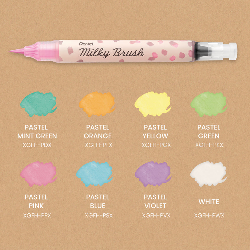 Pentel Milky Brush XGFH-PWX – Pinselstift – Pinselspitze, Nylon, Weiss, 1 Stück
