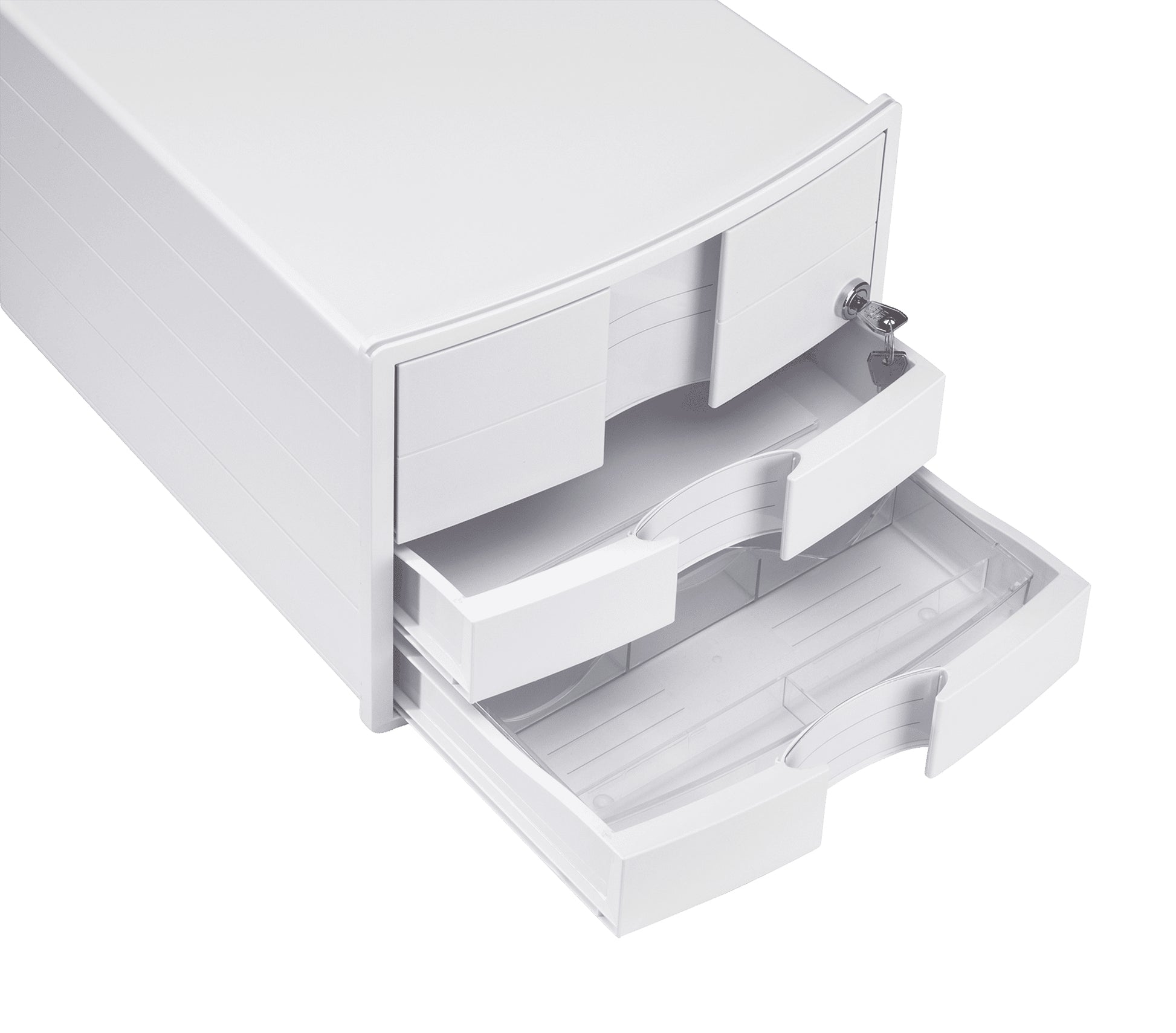 HAN Schubladenelement – 3 Schubladen, für A4/C4, abschliessbar, weiss, B 280 × H 235 × T 367 mm