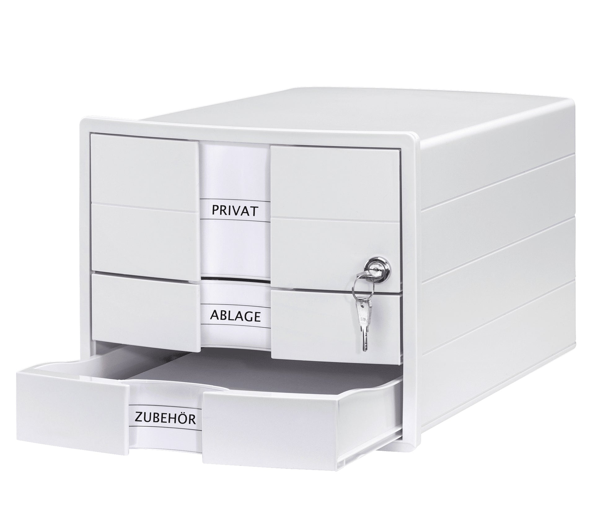HAN Schubladenelement – 3 Schubladen, für A4/C4, abschliessbar, weiss, B 280 × H 235 × T 367 mm