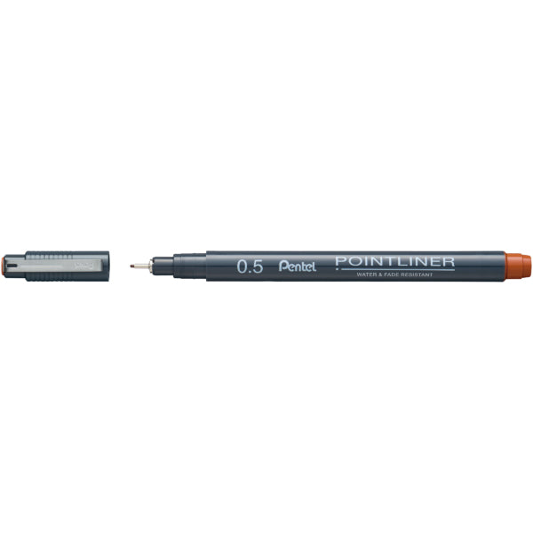 Pentel Pointliner Fineliner – 0,5 mm, braun, 1 Stk., wasserfest