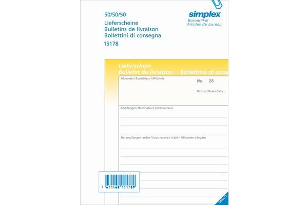 Simplex Formularblock – mehrsprachig, 50 Blätter, A5