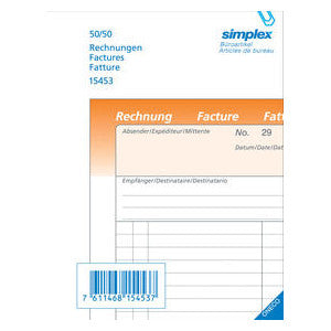 Simplex Formularblock – Rechnungen, mehrsprachig, 50 Blatt, A6