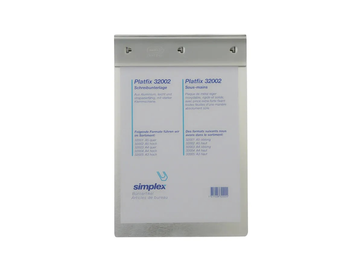 Simplex Platfix Klemmbrett A3 – Aluminium, silber