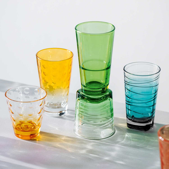 Leonardo Vario Struttura Trinkglas – 0,25 l, Glas, Grün, spülmaschinenfest, 6 Stück