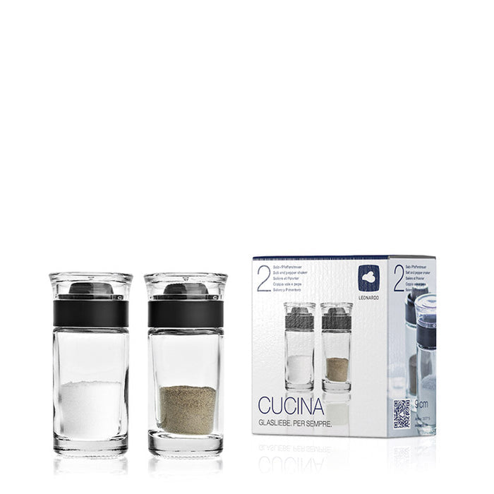 LEONARDO CUCINA – Salz- & Pfefferstreuer-Set 40 ml, Ø 5 × 10 cm, Glas/Kunststoff, transparent, 2 Stk.
