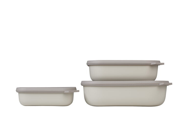 Mepal Schüssel-Set Cirqula – 3-teiliges Set, 3,5 l, Kunststoff (PP/TPE), weiss, mit Deckel, spülmaschinenfest