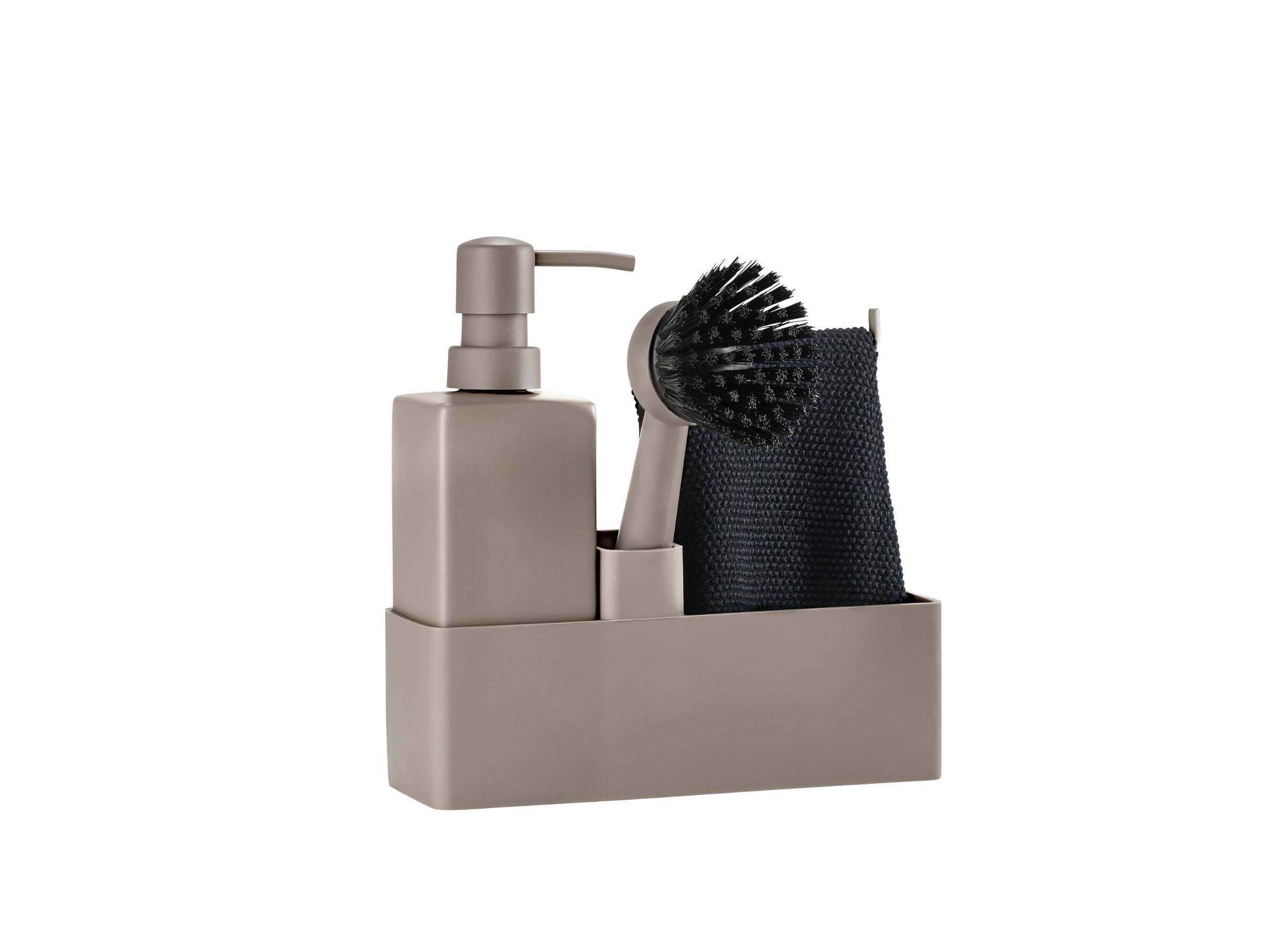 Zone Denmark Spül-Butler – 0,4 l Spender – Silikon/Keramik – Taupe – 4 Stk. – 6,0 × 19,0 × 20,5 cm