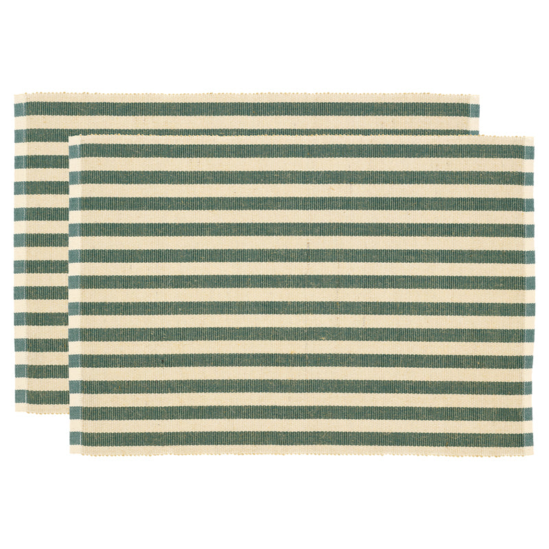 Södahl Tischset Statement Stripe – Jute/Baumwolle, Grün, 48 × 33 cm – 2er-Set