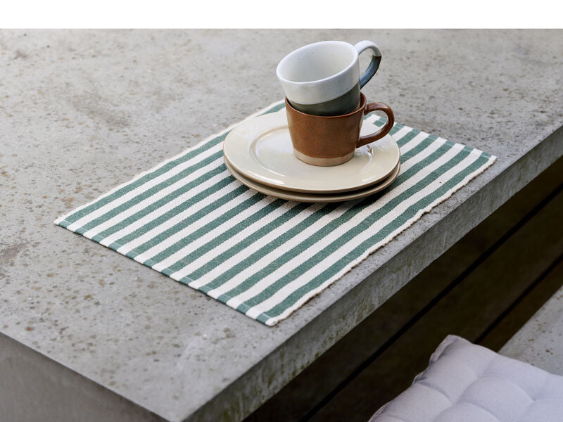 Södahl Tischset Statement Stripe – Jute/Baumwolle, Grün, 48 × 33 cm – 2er-Set