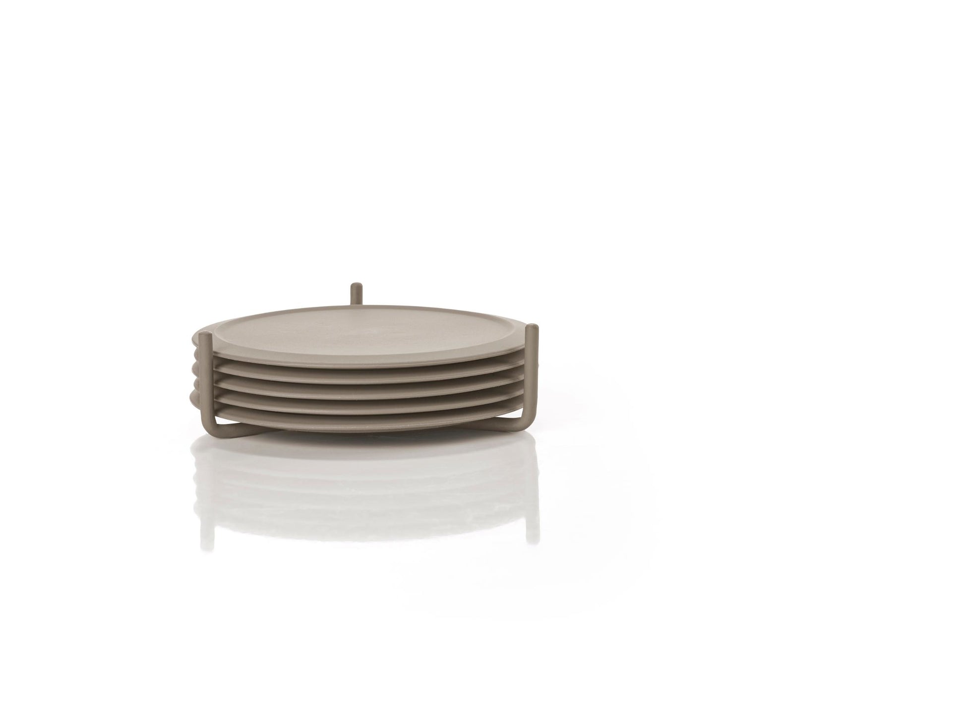 Zone Denmark Glasuntersetzer – 6er Set, Ø 10 cm, H 3,1 cm, Silikon/Metall, Taupe