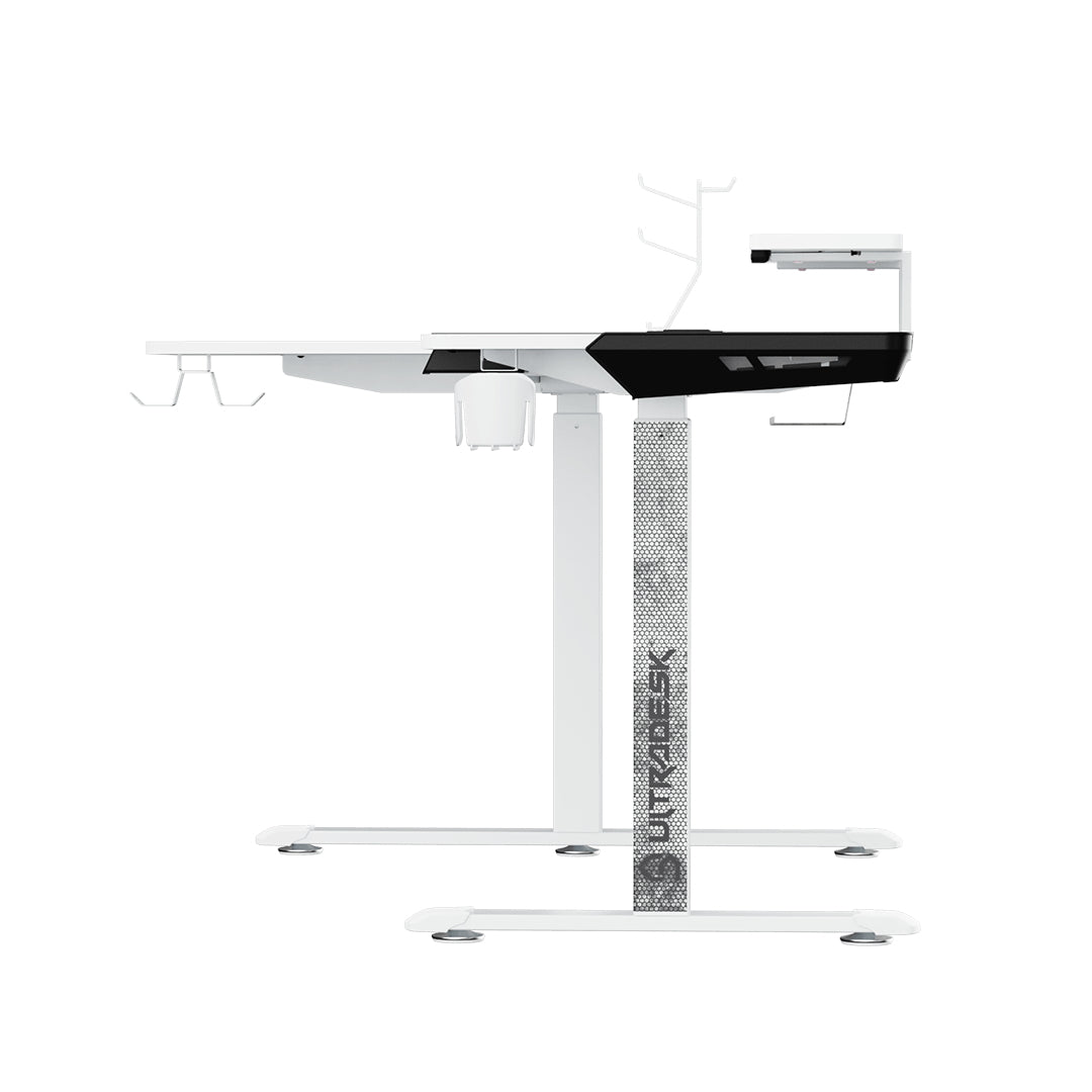 Ultradesk Winger Gaming-Tisch – höhenverstellbar, weiss, Stahl