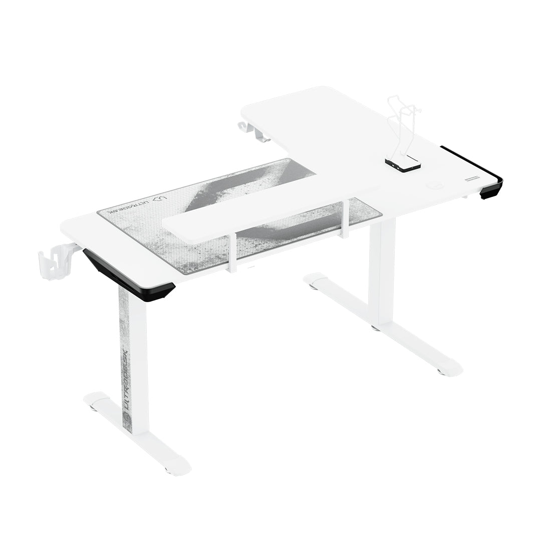 Ultradesk Winger Gaming-Tisch – höhenverstellbar, weiss, Stahl