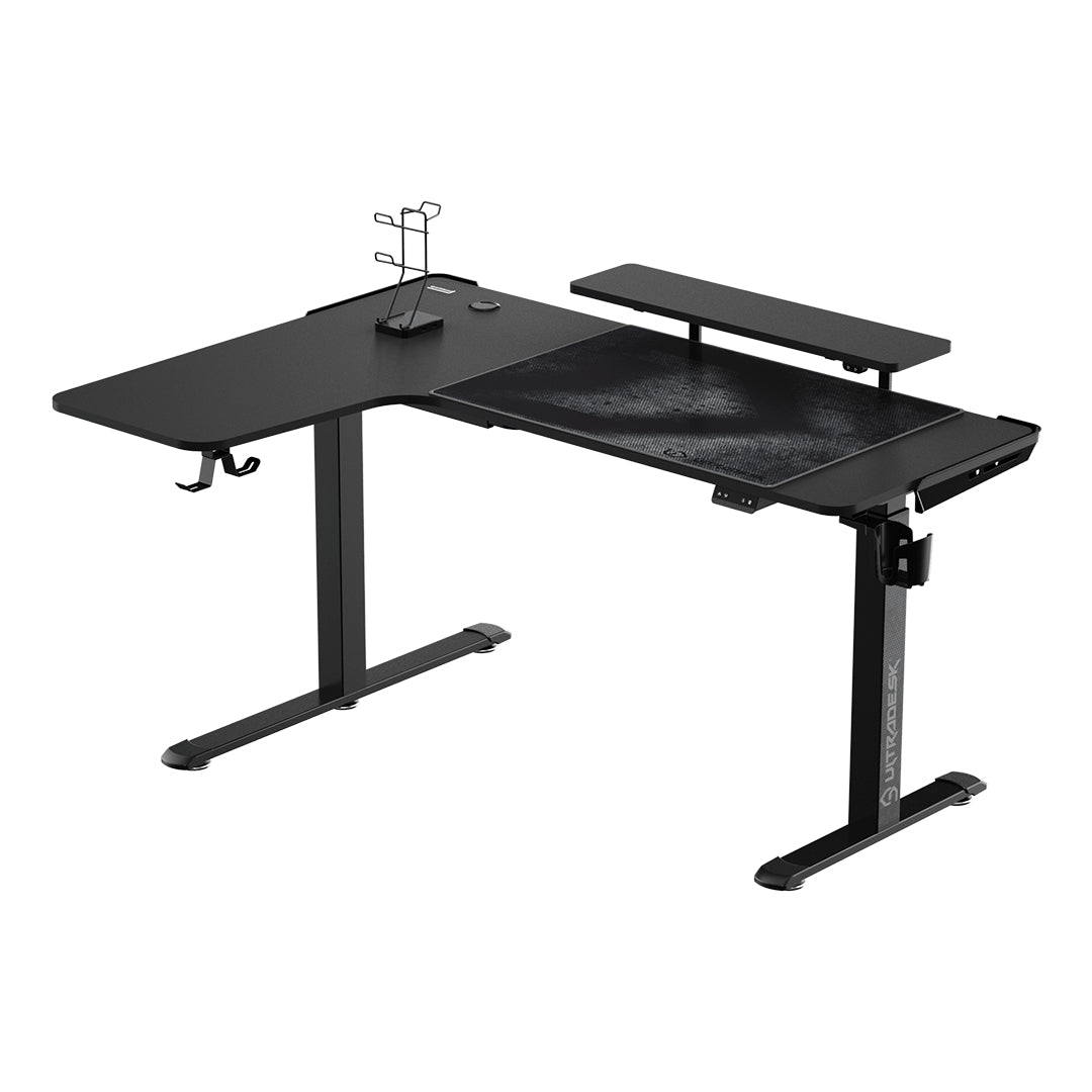 Ultradesk Winger Gaming-Tisch – 155 × 60 cm, höhenverstellbar, schwarz, Stahl