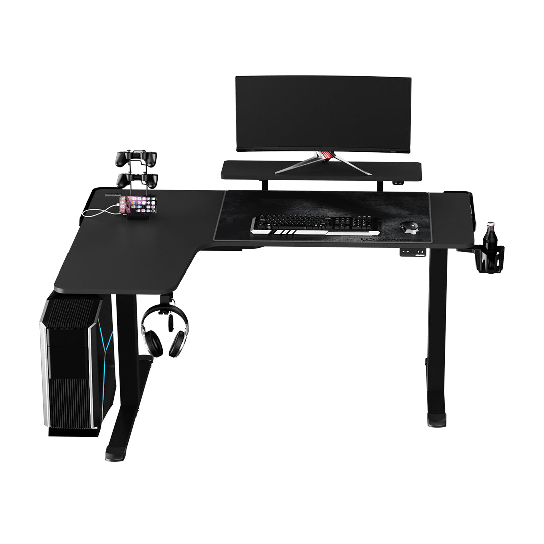 Ultradesk Winger Gaming-Tisch – 155 × 60 cm, höhenverstellbar, schwarz, Stahl