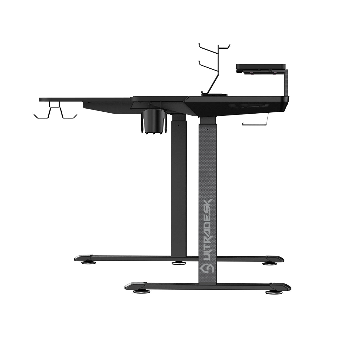 Ultradesk Winger Gaming-Tisch – 155 × 60 cm, höhenverstellbar, schwarz, Stahl