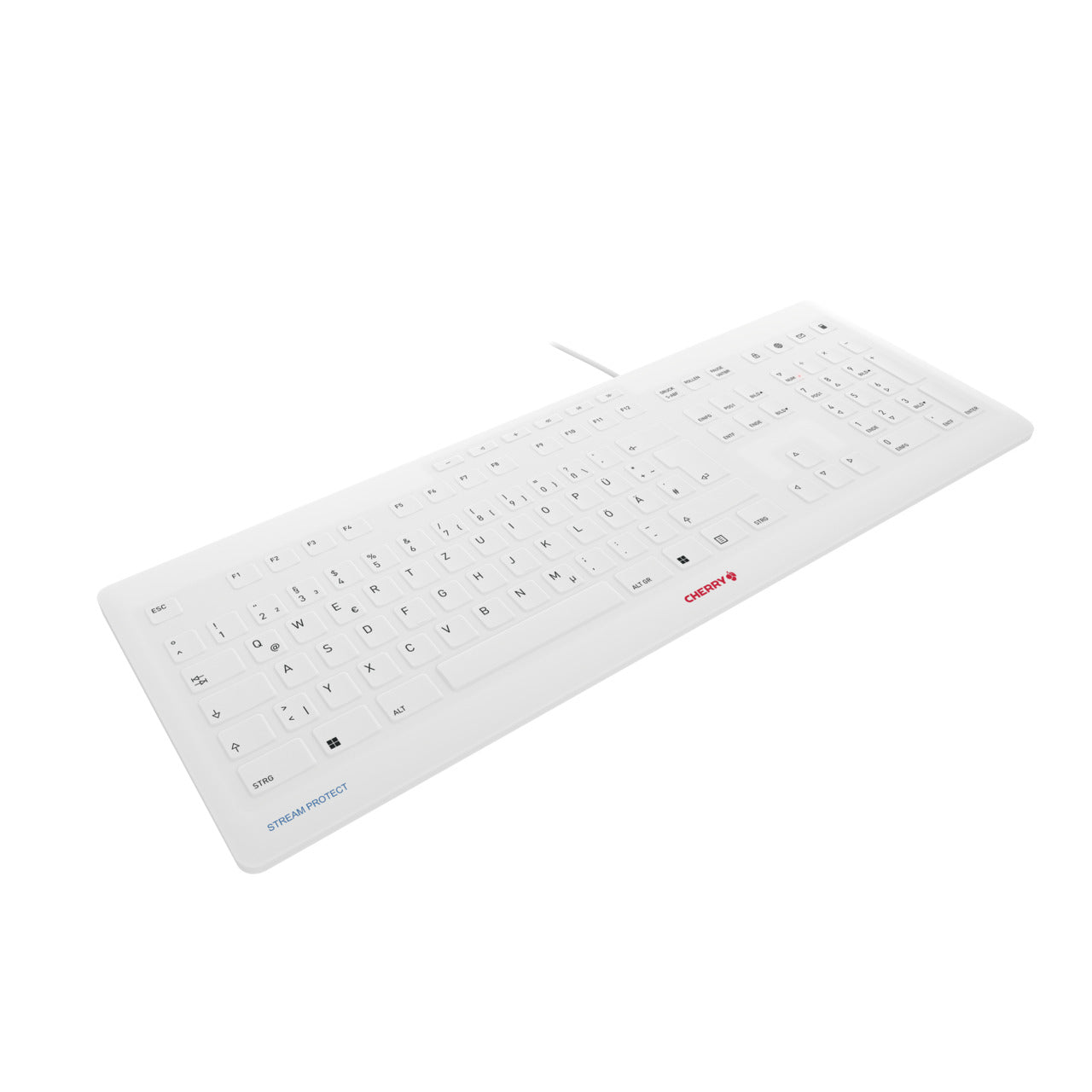 CHERRY Stream Protect – Tastatur, kabelgebunden (USB), DE-Layout (DE), Fullsize (mit Ziffernblock)