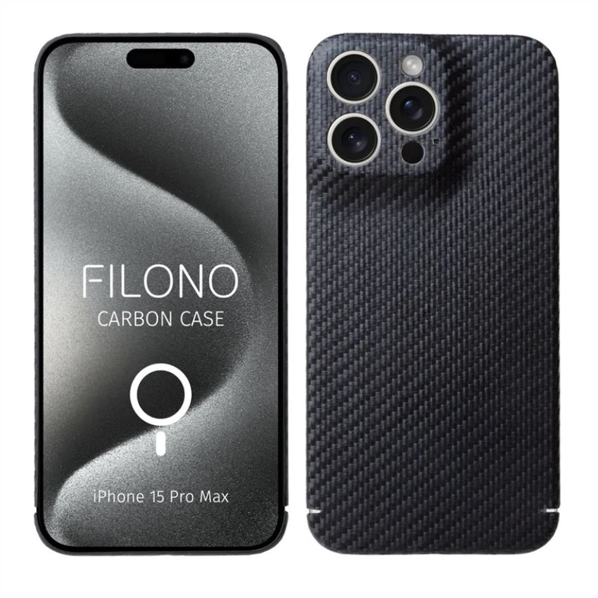 Filono Backcover – für Apple iPhone 15 Pro Max, MagSafe, Carbon, Schwarz