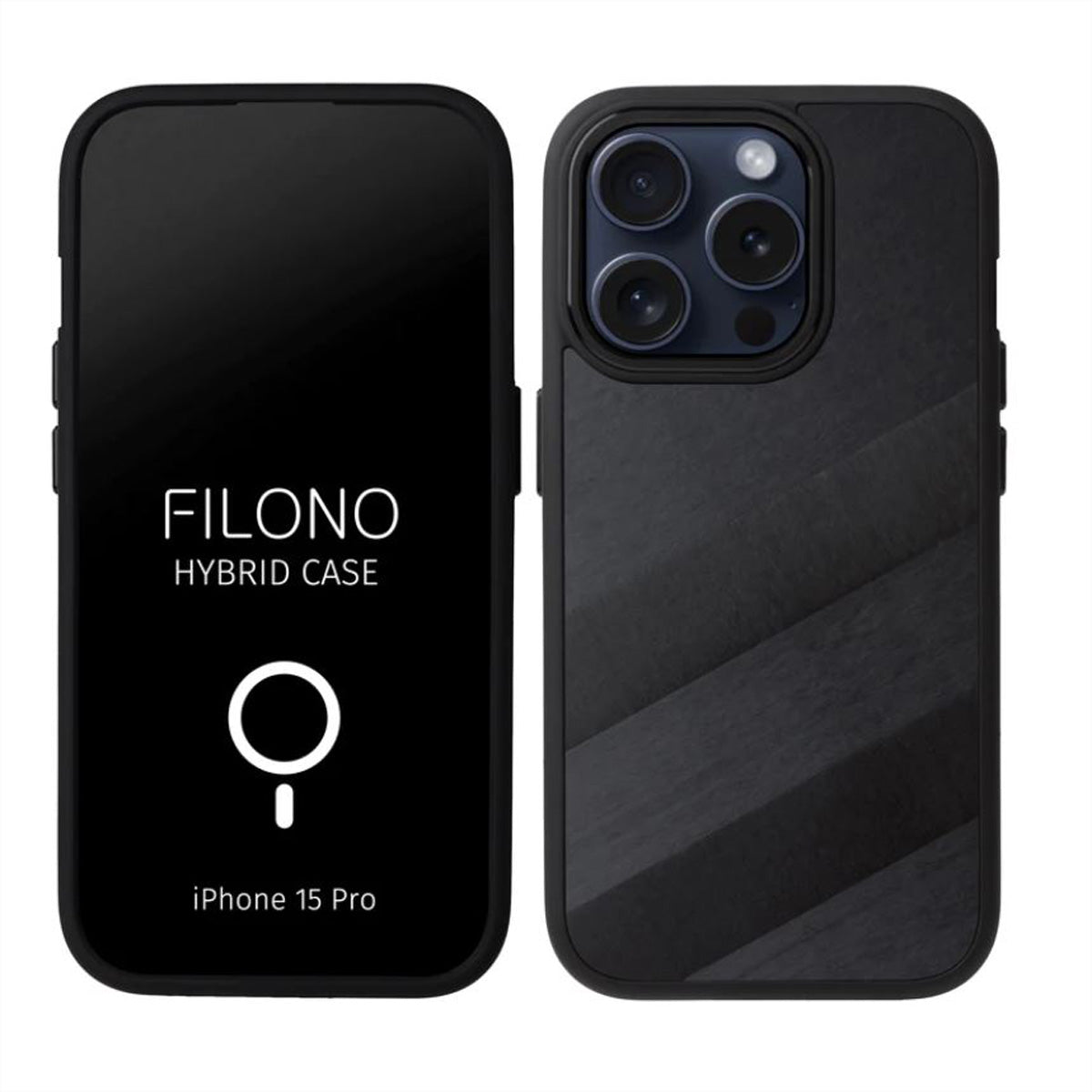 Filono Backcover – für Apple iPhone 15 Pro, MagSafe, Aluminium, Schwarz, bis 2 m sturzsicher