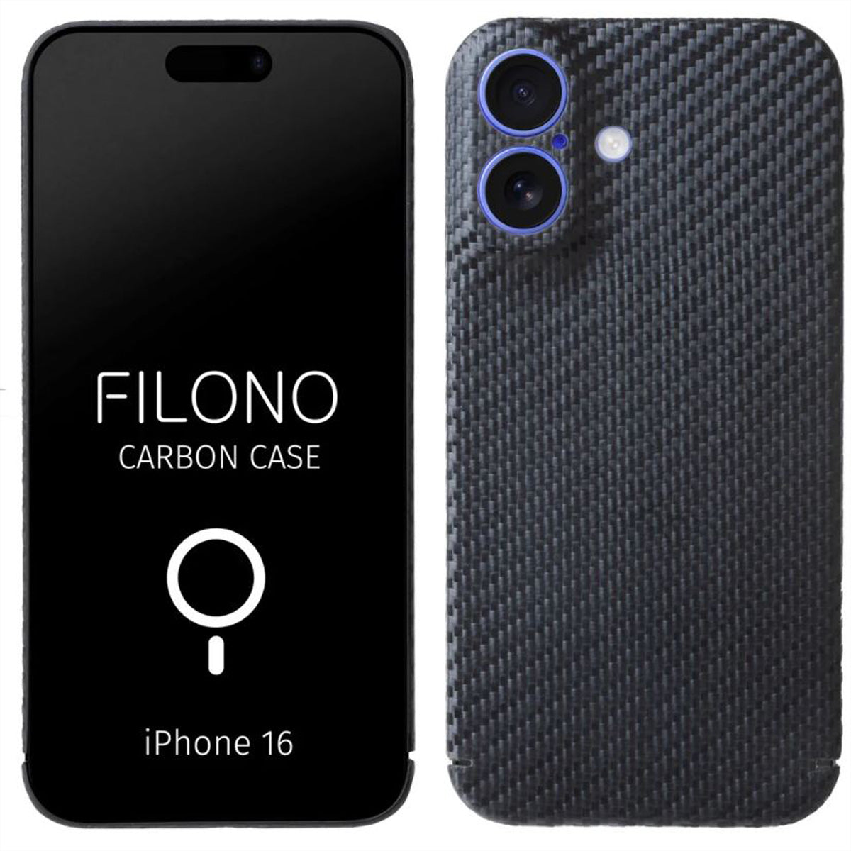 Filono Carbon Backcover für Apple iPhone 16 mit MagSafe, Carbon, Schwarz