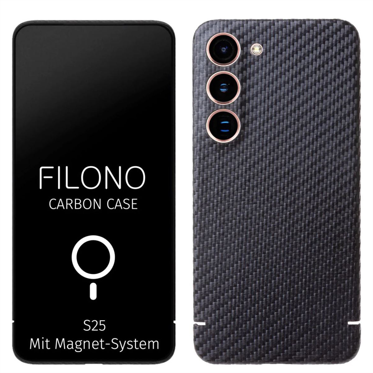 Filono Backcover – für Samsung Galaxy S25, MagSafe, Carbon+Aramid+Keramik, schwarz