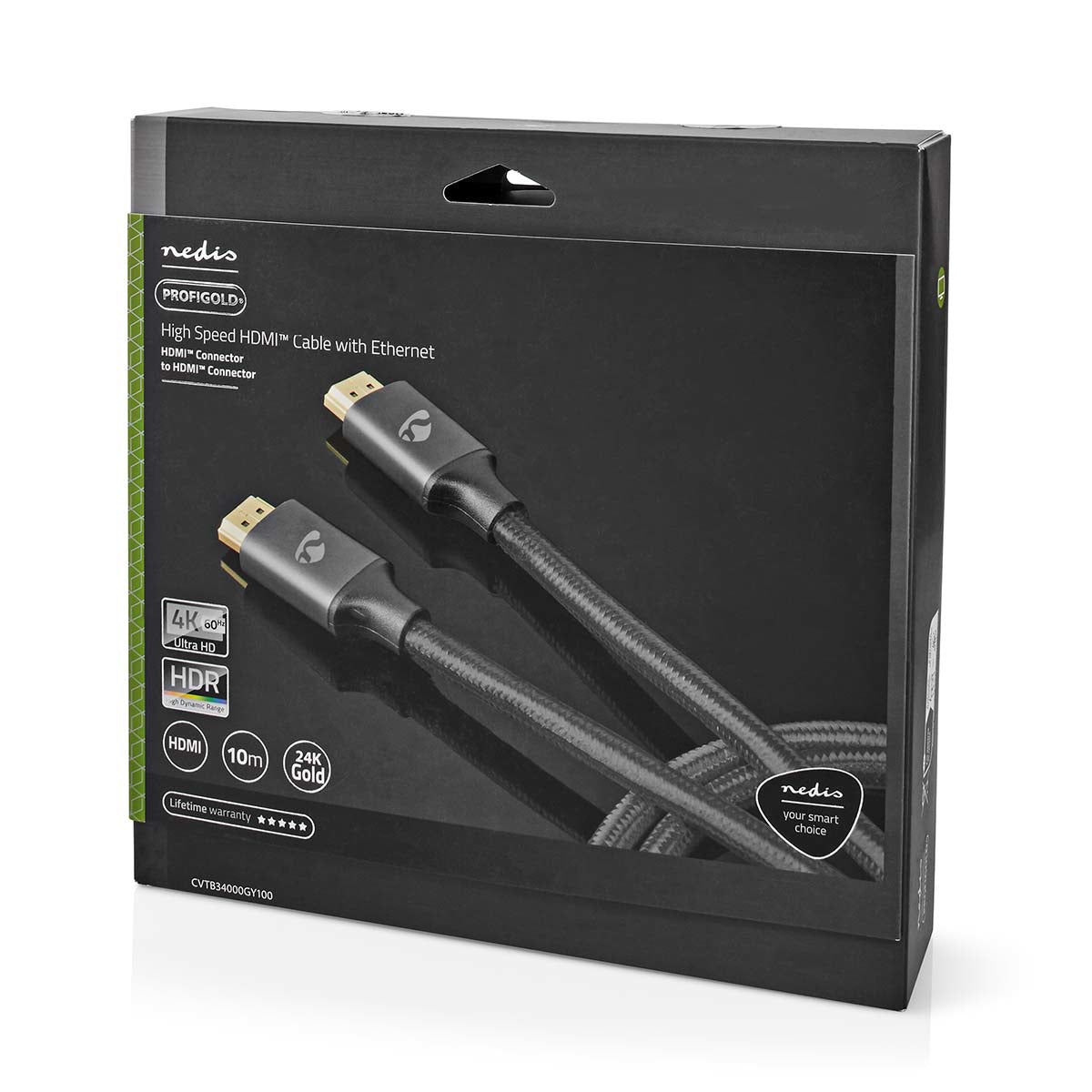 Nedis HDMI Kabel HDMI 2.0 4K 60 Hz – 10 m – HDR, ARC – Grau