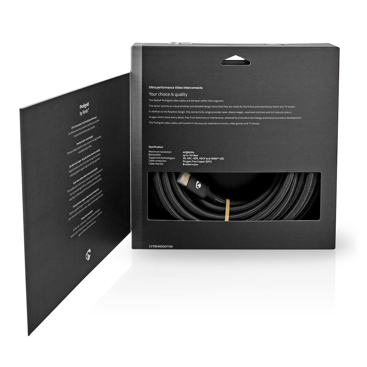 Nedis HDMI Kabel HDMI 2.0 4K 60 Hz – 10 m – HDR, ARC – Grau