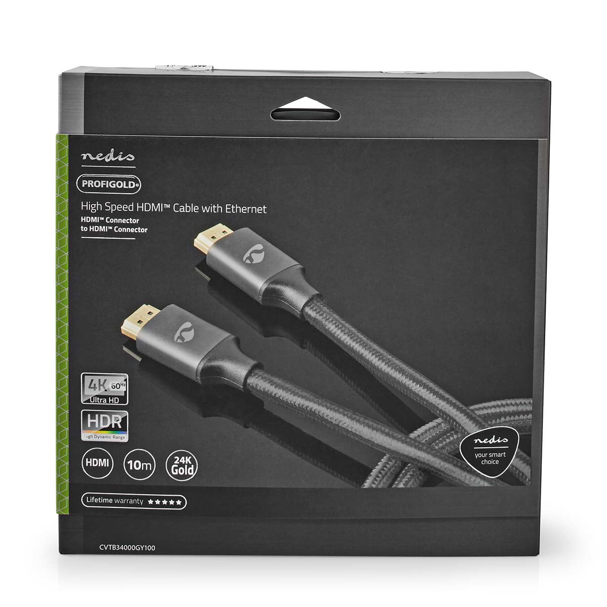 Nedis HDMI Kabel HDMI 2.0 4K 60 Hz – 10 m – HDR, ARC – Grau