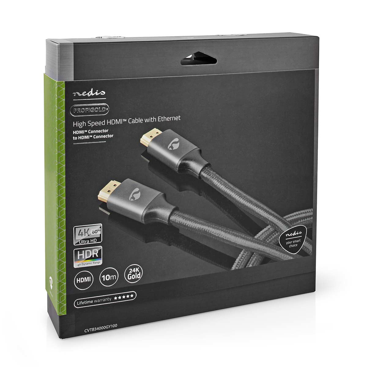 Nedis HDMI Kabel HDMI 2.0 4K 60 Hz – 10 m – HDR, ARC – Grau