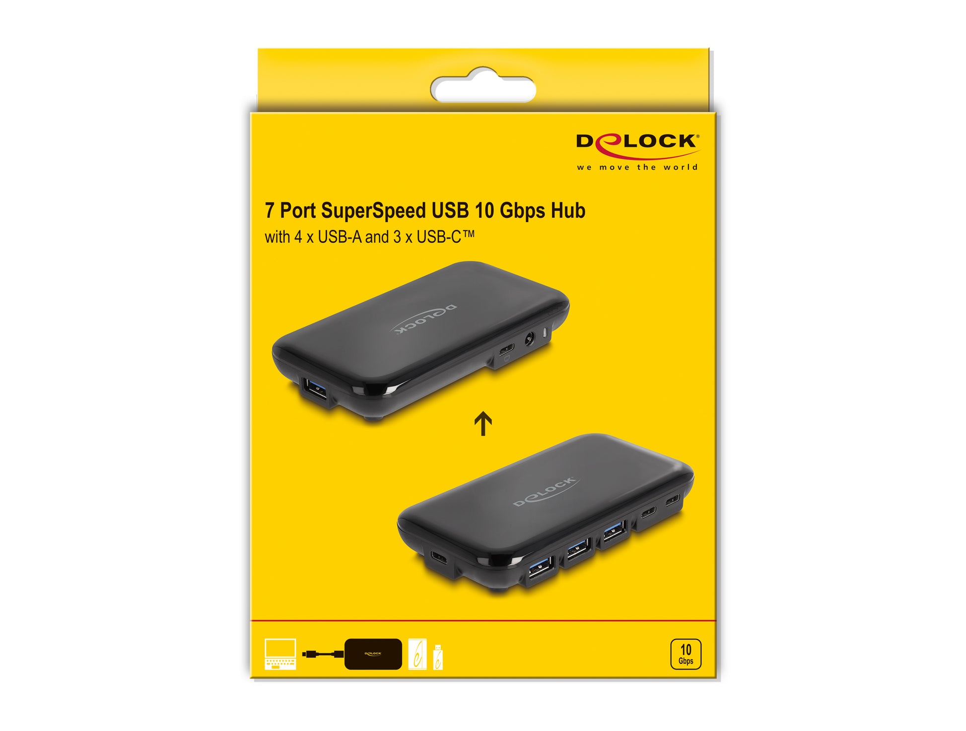 DeLOCK USB-Hub – USB-C, 4× USB-A, 3× USB-C, für Windows/Mac/iOS