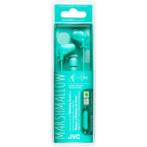 JVC HA-FX38M-G – In-Ear Kopfhörer – kabelgebunden, mit Mikrofon – grün – für iPhone/iPad u. a.