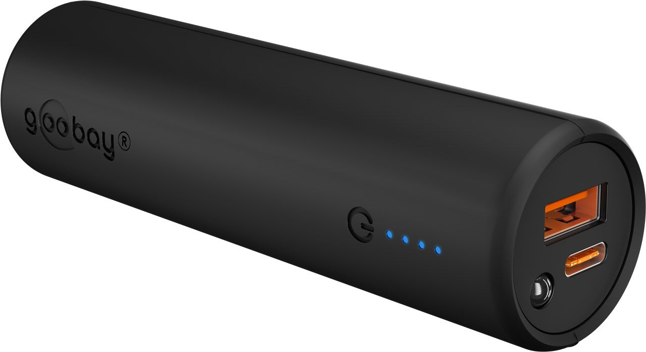 Goobay Powerbank 5'000 mAh – 18 W PD, 1× USB-C, 1× USB-A, schwarz