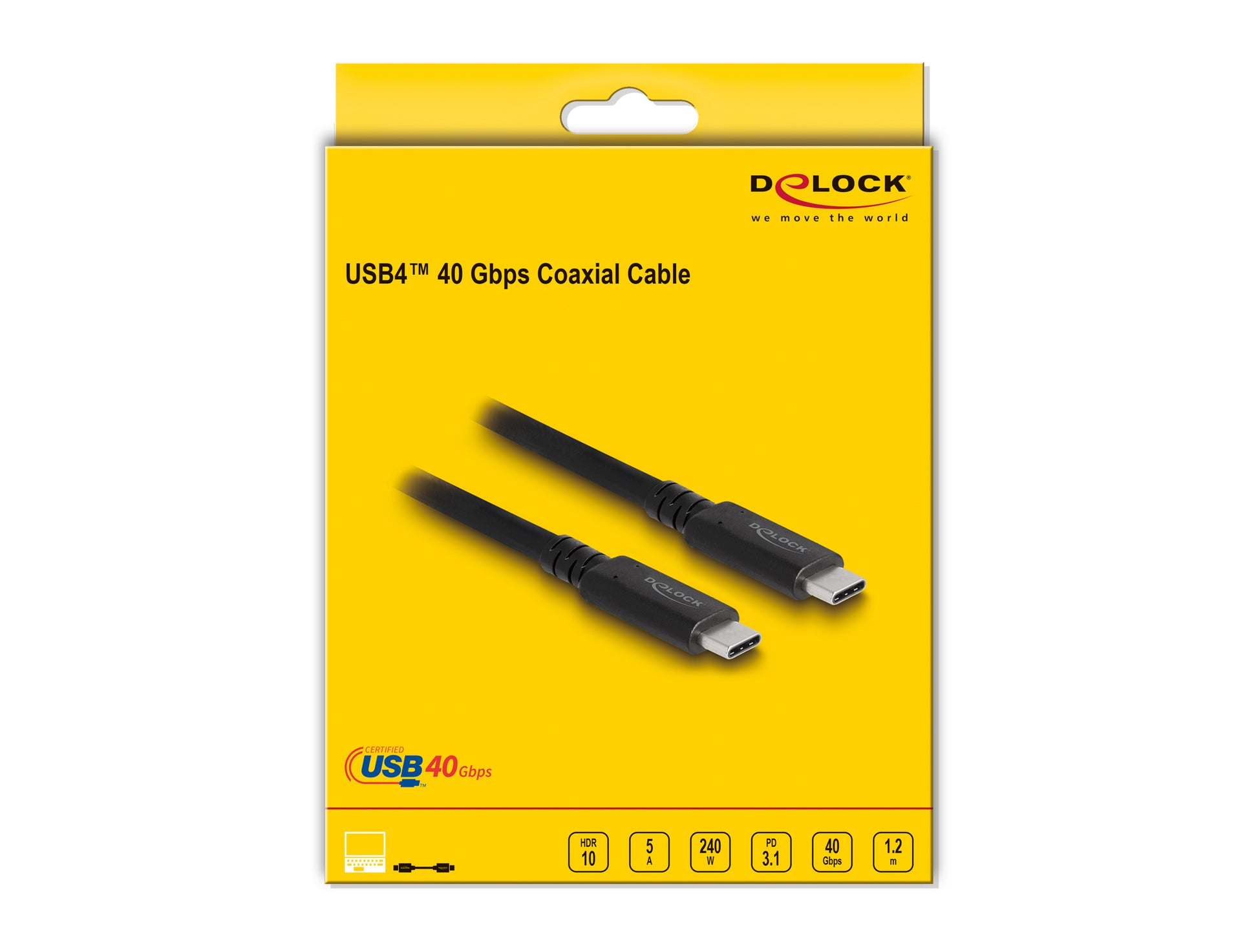 DeLOCK USB4 40 Gbps Koaxial 1,2 m – 240 W PD, Gen 3x2
