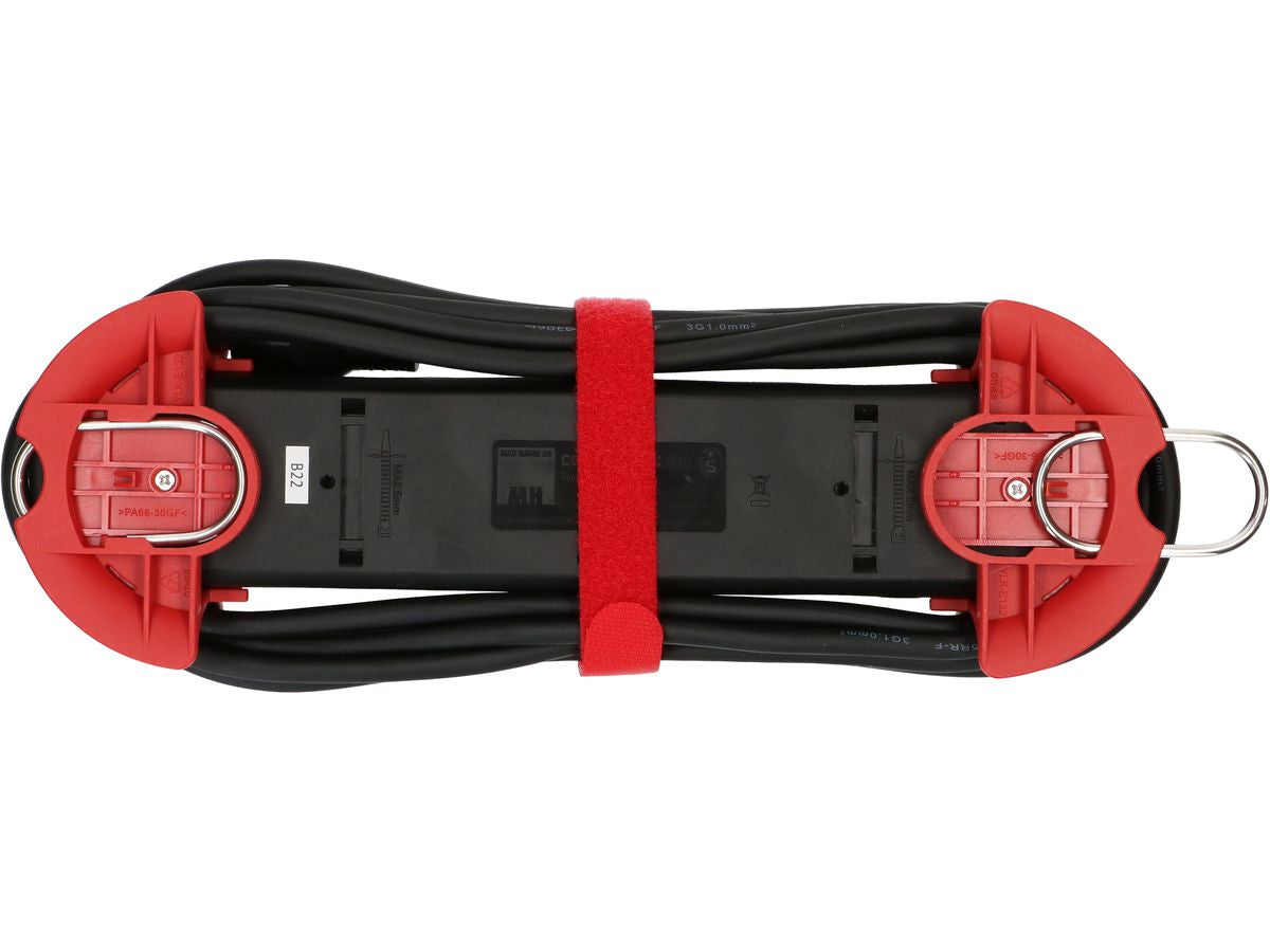 Max Hauri AG Max Hauri Construct Line Steckdosenleiste, 4×T13, 5 m, IP20, Eingang T12, Befestigungslaschen – Schwarz/Rot
