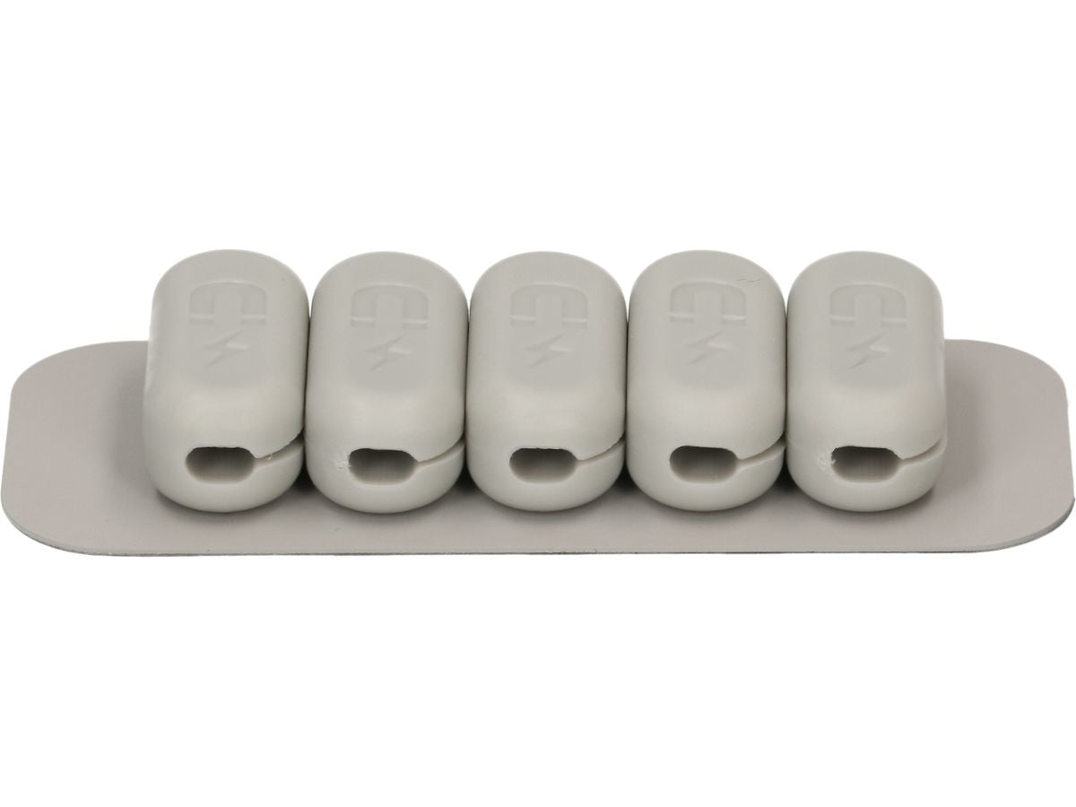 Max Hauri AG Max Hauri Kabelhalter, magnetisch, selbstklebend, Ø 3,5 mm, 5er-Pack – grau