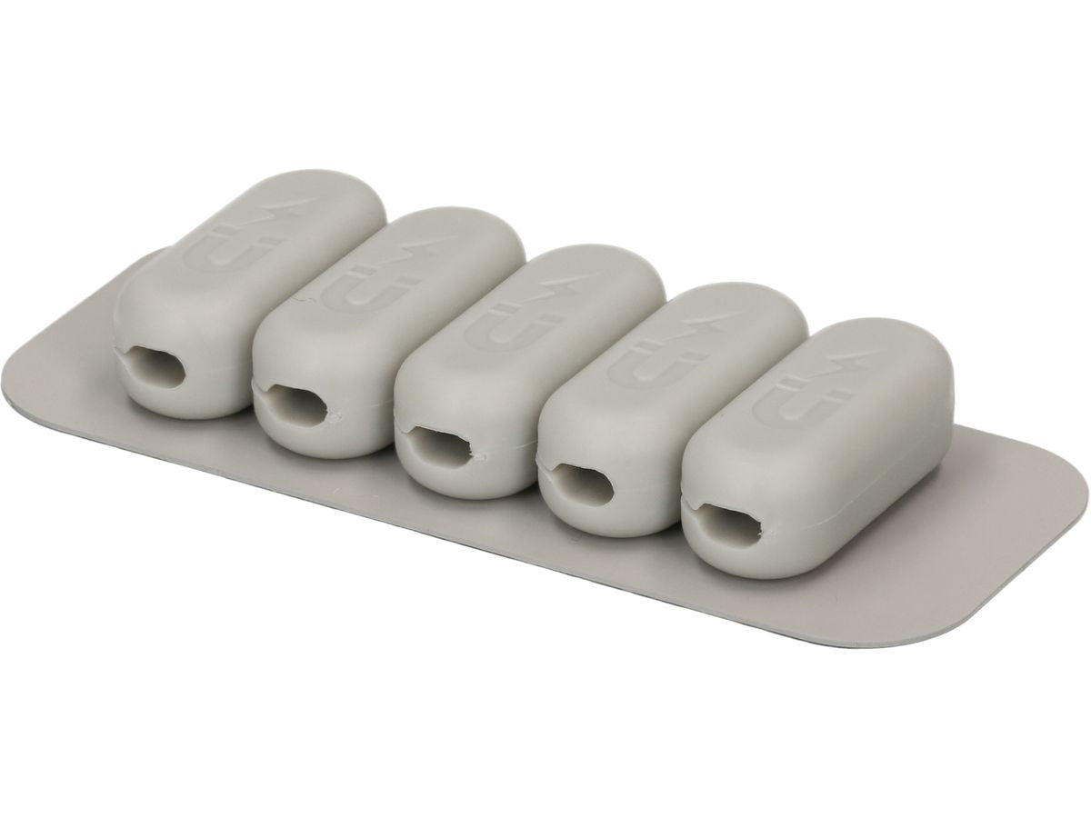 Max Hauri AG Max Hauri Kabelhalter, magnetisch, selbstklebend, Ø 3,5 mm, 5er-Pack – grau