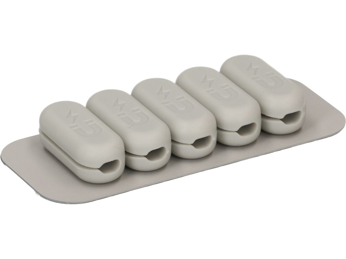 Max Hauri AG Max Hauri Kabelhalter, magnetisch, selbstklebend, Ø 3,5 mm, 5er-Pack – grau