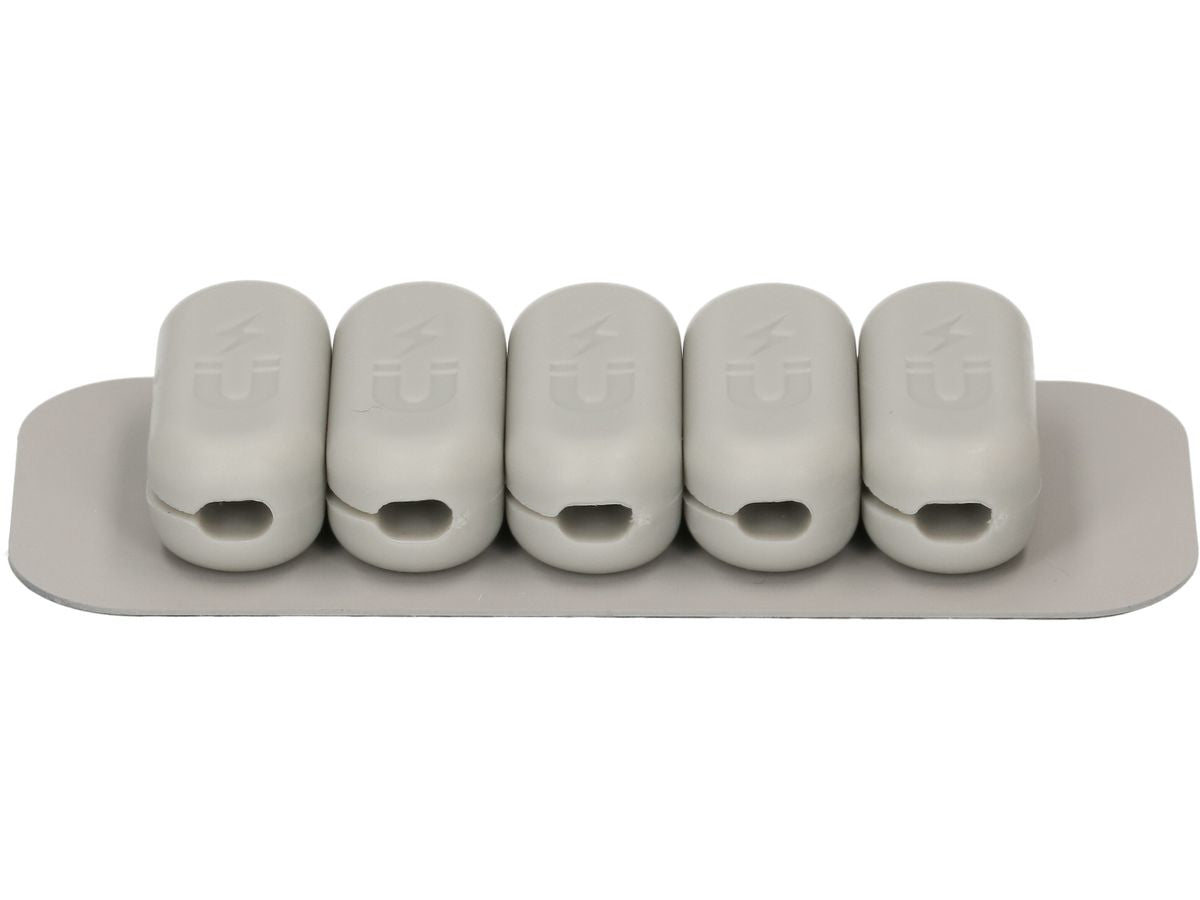 Max Hauri AG Max Hauri Kabelhalter, magnetisch, selbstklebend, Ø 3,5 mm, 5er-Pack – grau