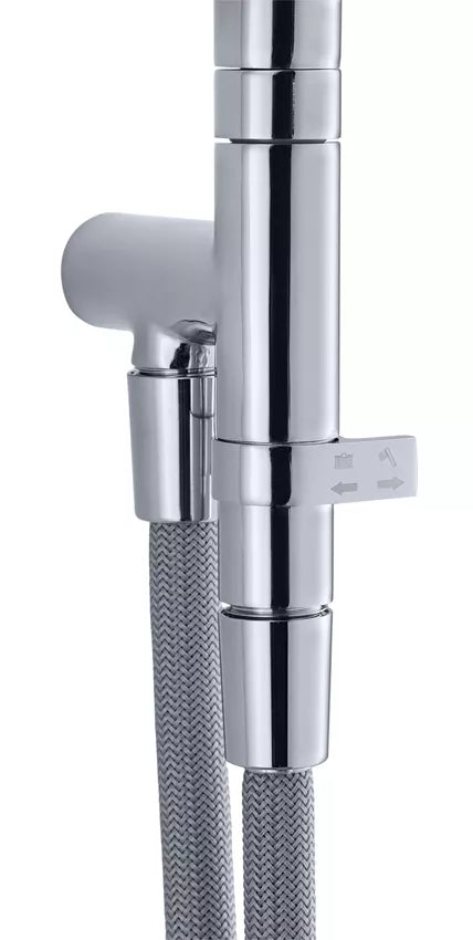Diaqua Duschsystem Naiad Turn – 110 cm, Metall, Wandmontiert, Chrom