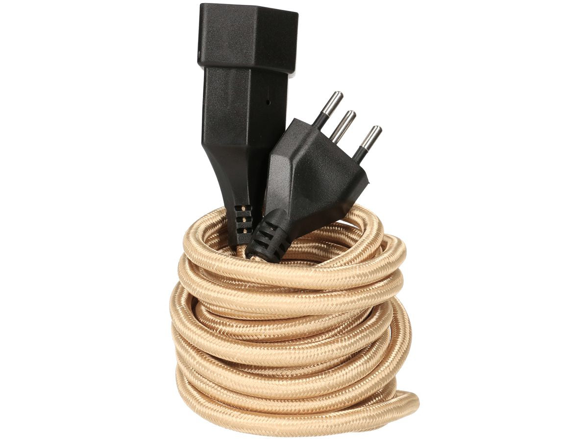 MaxTex Verlängerungskabel – T12–T13, 3 m, Innen, 3×1 mm², Schwarz/Gold