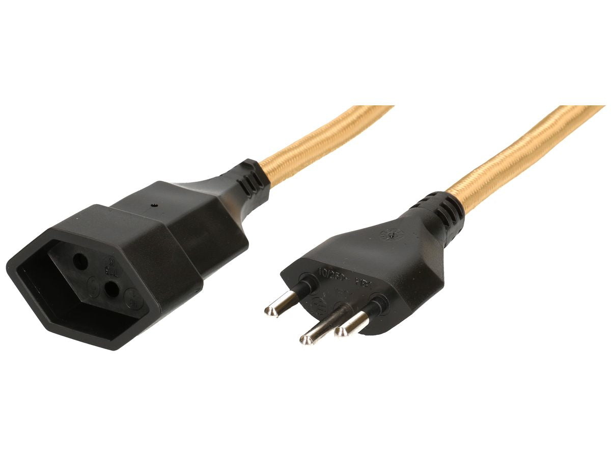 MaxTex Verlängerungskabel – T12–T13, 3 m, Innen, 3×1 mm², Schwarz/Gold