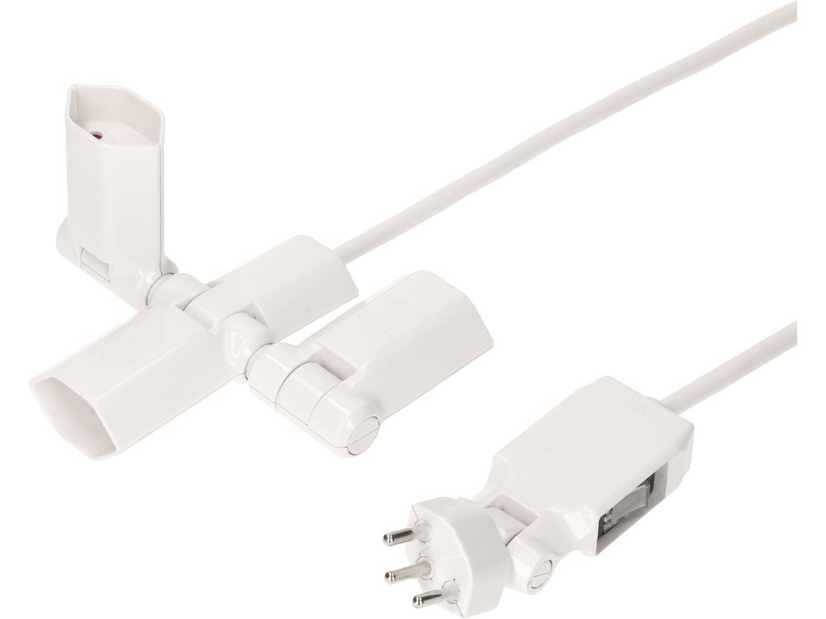 Max Hauri AG Max Hauri Steckdosenleiste, 3×T13, mit Schalter, 2 m, klappbar 180° – weiss