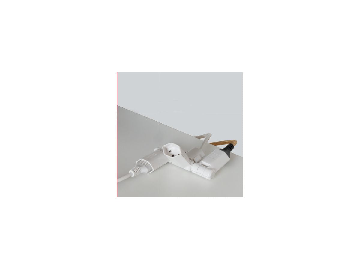 Max Hauri AG Max Hauri Steckdosenleiste, 3×T13, mit Schalter, 2 m, klappbar 180° – weiss