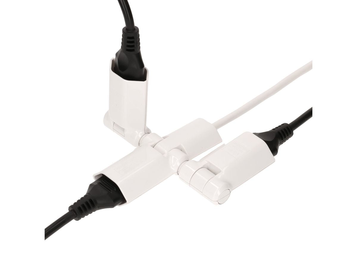 Max Hauri AG Max Hauri Steckdosenleiste, 3×T13, mit Schalter, 2 m, klappbar 180° – weiss