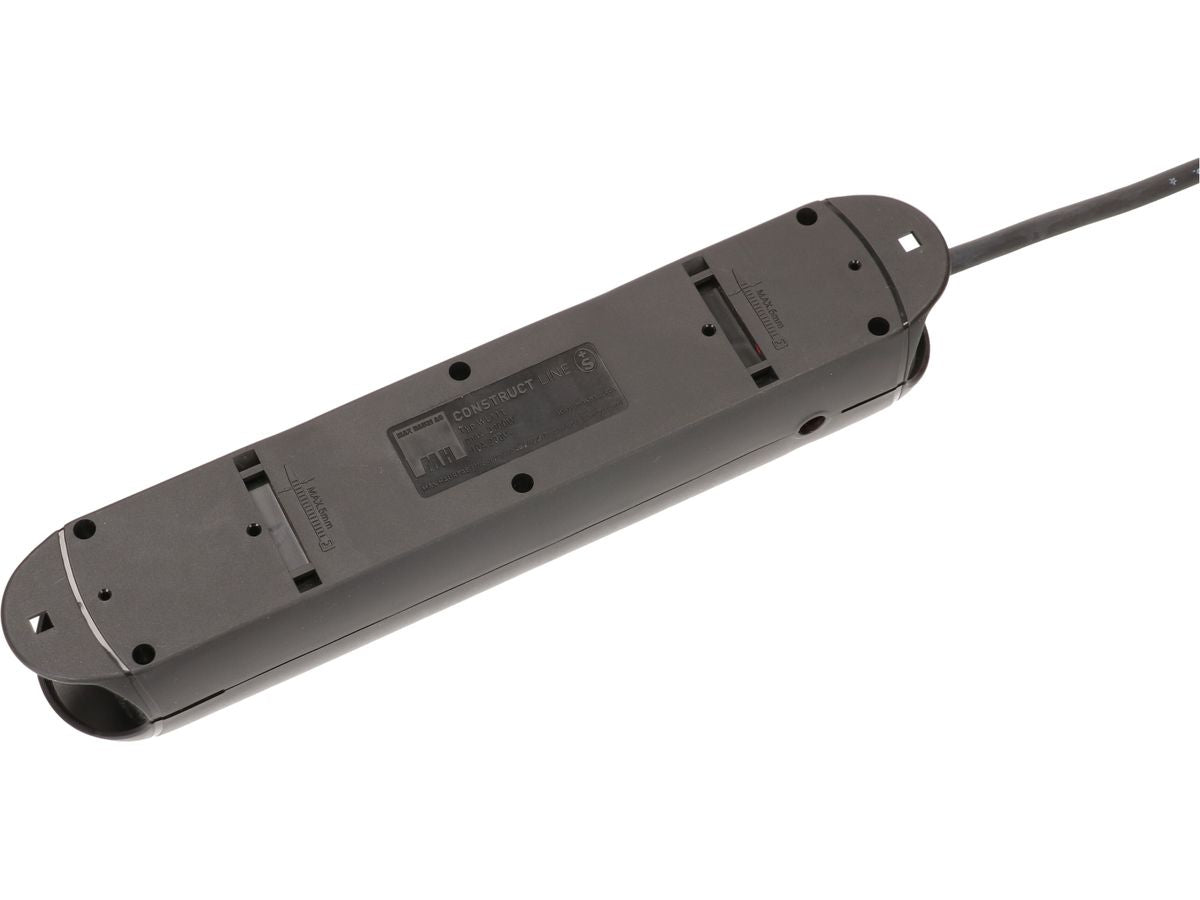 Max Hauri AG Max Hauri Construct Line Steckdosenleiste – 4× T13, 3 m, ohne Schalter, schwarz