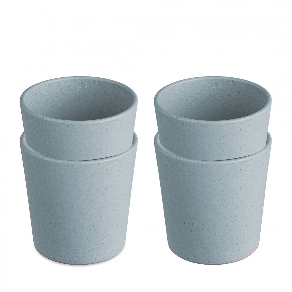 Koziol Becher Connect S – 4er Set, 190 ml, Ø 7,3 cm, Kunststoff (biozirkulär), Blau, spülmaschinenfest
