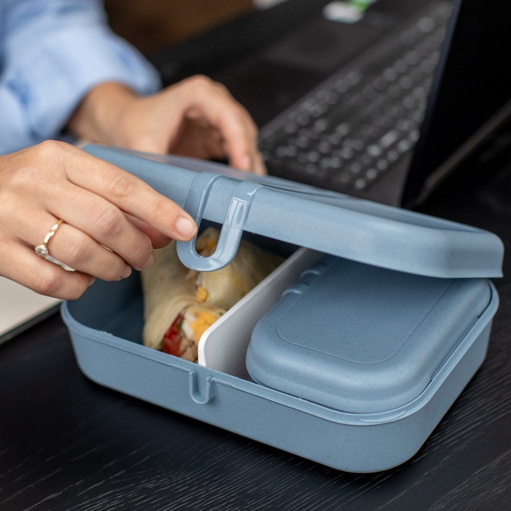 Koziol – Lunchbox 23,2 × 16,6 × 6,2 cm, Biokunststoff, Blau, 2 Fächer
