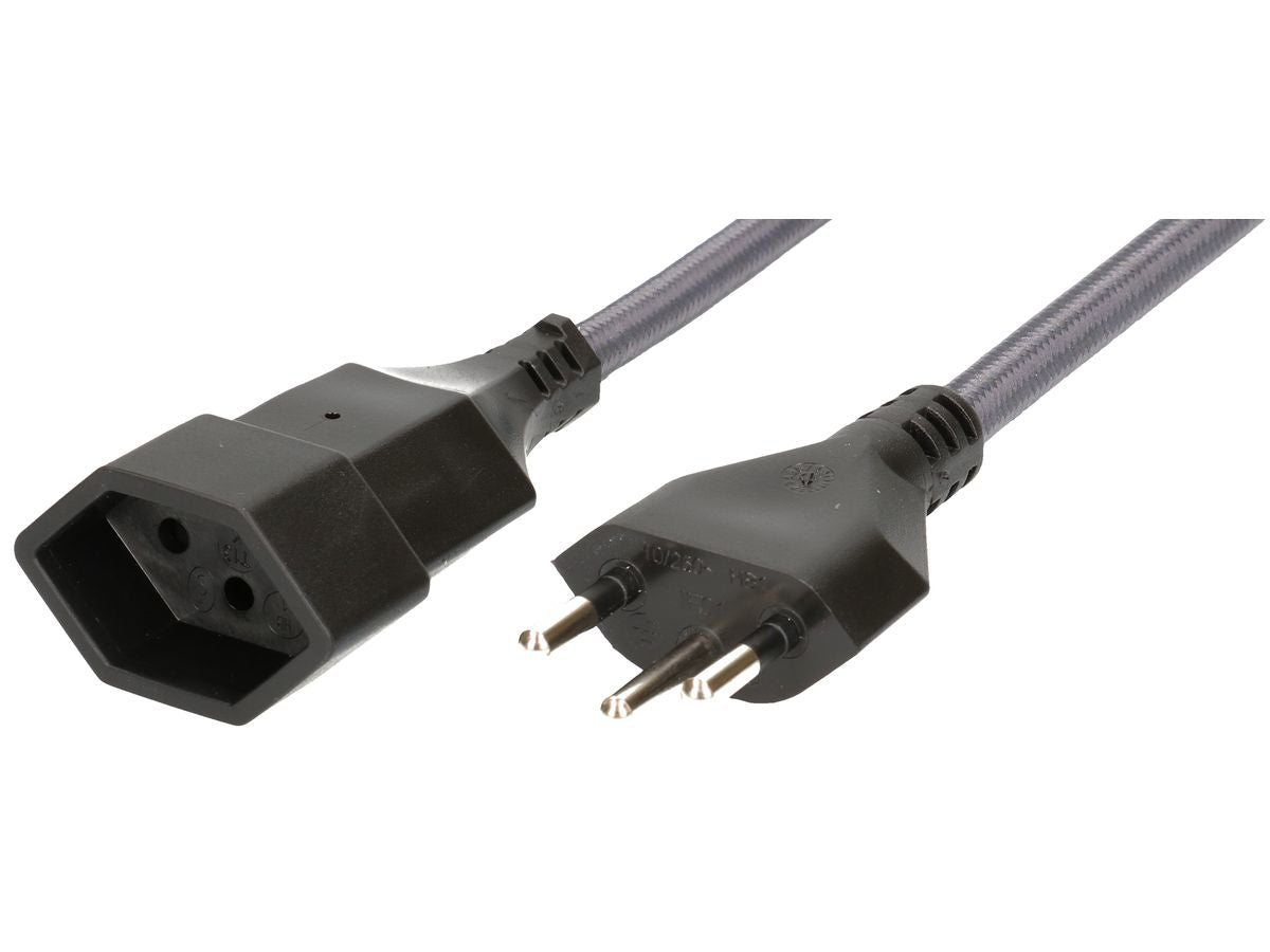 MaxTex Verlängerungskabel – T12–T13, 3 m, 3×1 mm², Textilmantel, Anthrazit