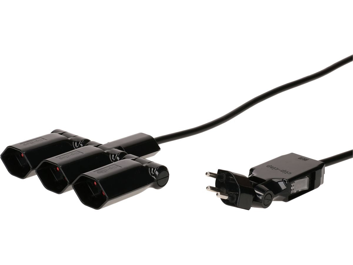 Max Hauri AG Max Hauri Steckdosenleiste – 3×T13, 2 m Kabel, Schalter, drehbar 130°, IP20