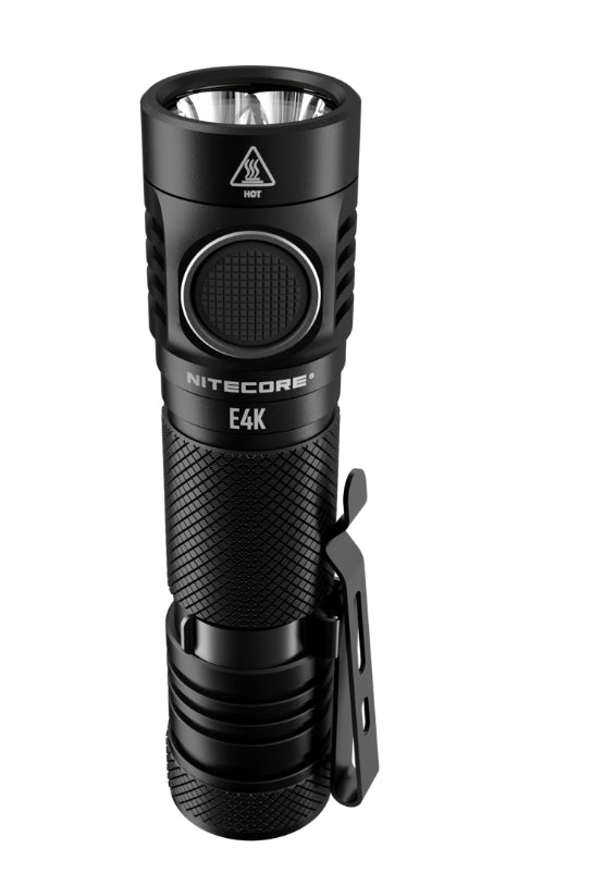Nitecore Taschenlampe E4K – 4400 lm, 211 m, IP68, USB, Turbo/SOS/Stroboskop – Schwarz