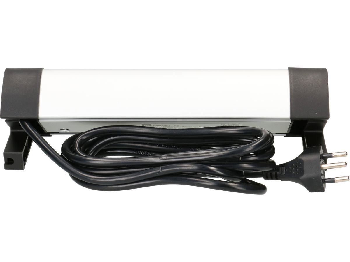 Max Hauri AG Max Hauri Alu-Office-Line – Tischsteckdosenleiste, 1× T13, 1× USB-A, 1× USB-C, 2,5 m, Stecker T12